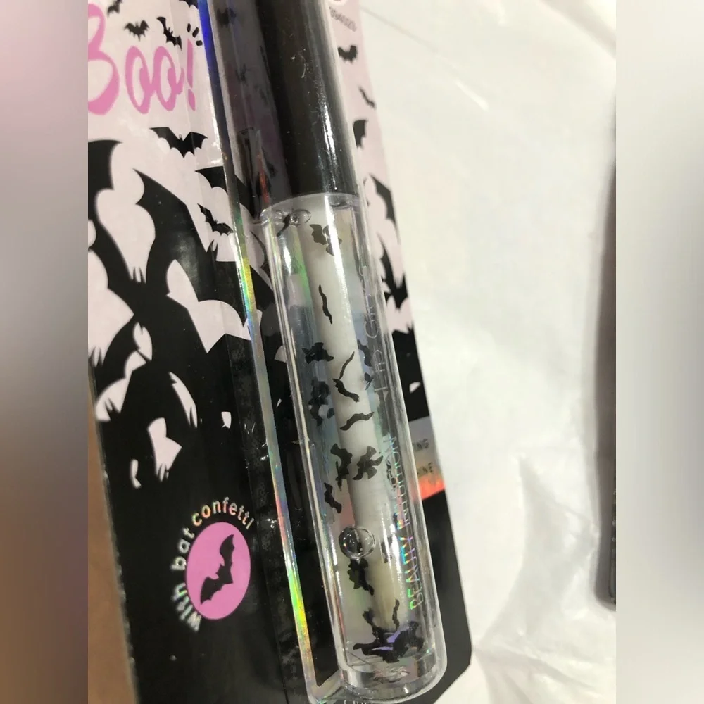 Clear high shine glossy lip gloss‎ with Bat shaped confetti new